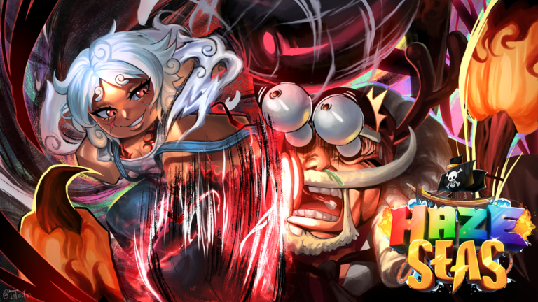 Official Roblox Haze Seas thumbnail with pirate and ocean action artwork